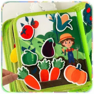 KSIĄŻKA SENSORYCZNA NA WSI MONTESSORI 3D EDUKACYJNA DOTYKOWA DLA DZIECI