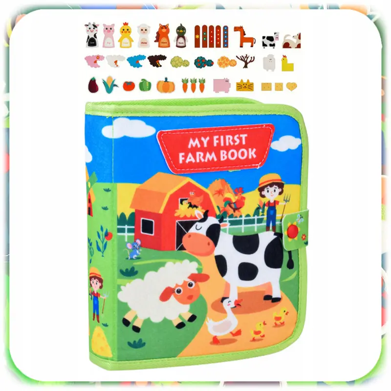 KSIĄŻKA SENSORYCZNA NA WSI MONTESSORI 3D EDUKACYJNA DOTYKOWA DLA DZIECI