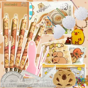 KAPIBARA ARTYKUŁY PAPIERNICZE W WALIZCE MEGA ZESTAW XXL KARTECZKI GUMKI