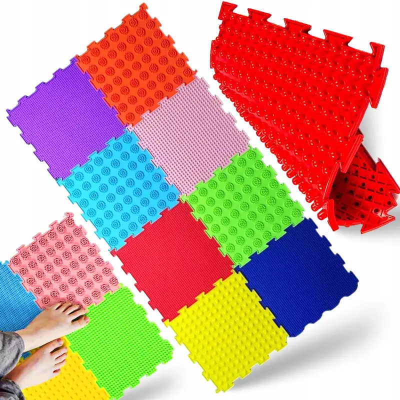 MATA SENSORYCZNA ŚCIEŻKA ORTOPEDYCZNA MASAŻ STÓP LOSOWE PUZZLE 24X24 CM