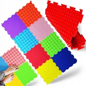 MATA SENSORYCZNA ŚCIEŻKA ORTOPEDYCZNA MASAŻ STÓP LOSOWE PUZZLE 24X24 CM