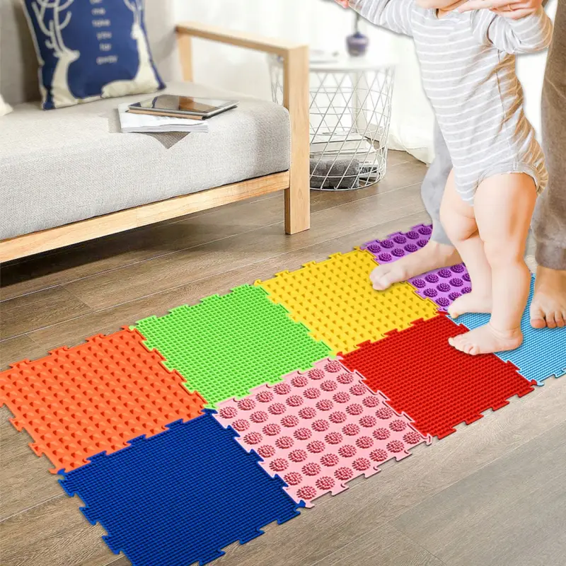 MATA SENSORYCZNA ŚCIEŻKA ORTOPEDYCZNA MASAŻ STÓP LOSOWE PUZZLE 24X24 CM