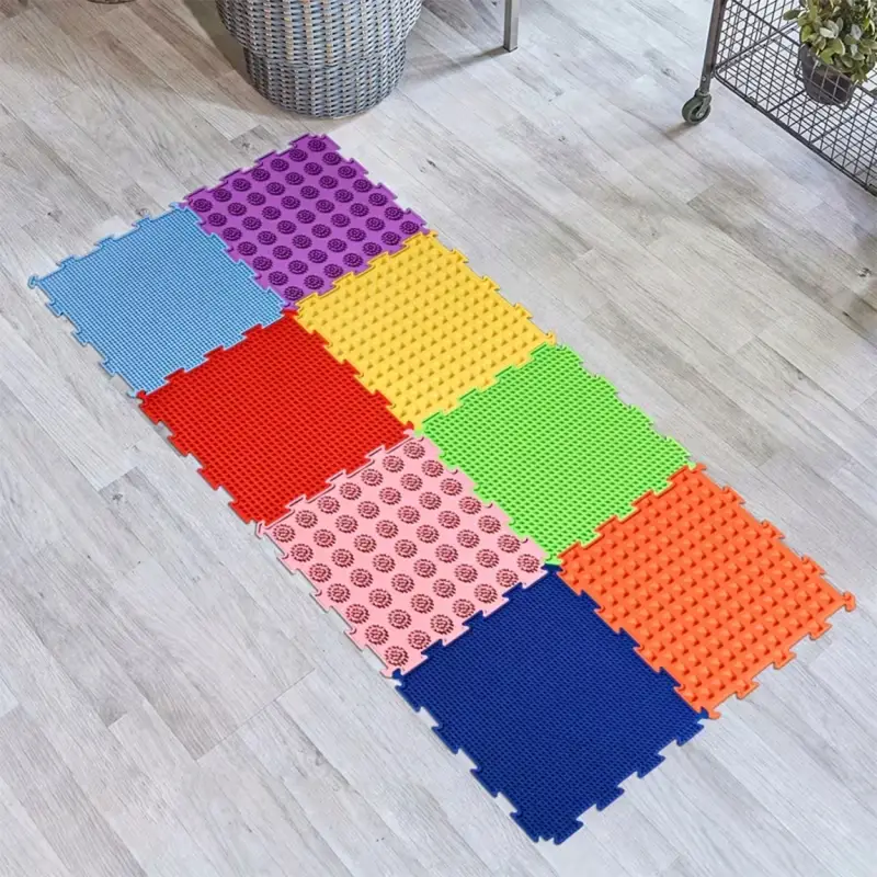MATA SENSORYCZNA ŚCIEŻKA ORTOPEDYCZNA MASAŻ STÓP LOSOWE PUZZLE 24X24 CM