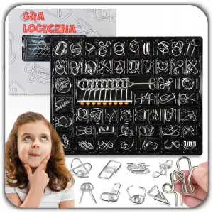 ŁAMIGŁÓWKA LOGICZNA GRA UKŁADANKA METALOWE PUZZLE 3D ZESTAW 50 SZT SMART
