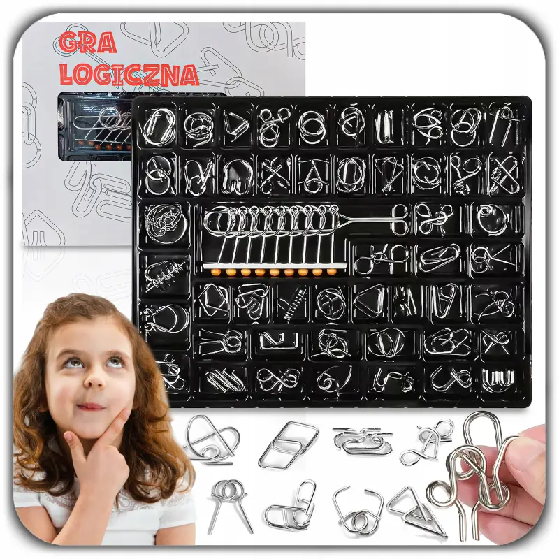 ŁAMIGŁÓWKA LOGICZNA GRA UKŁADANKA METALOWE PUZZLE 3D ZESTAW 50 SZT SMART