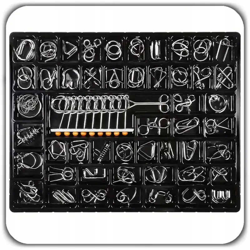 ŁAMIGŁÓWKA LOGICZNA GRA UKŁADANKA METALOWE PUZZLE 3D ZESTAW 50 SZT SMART