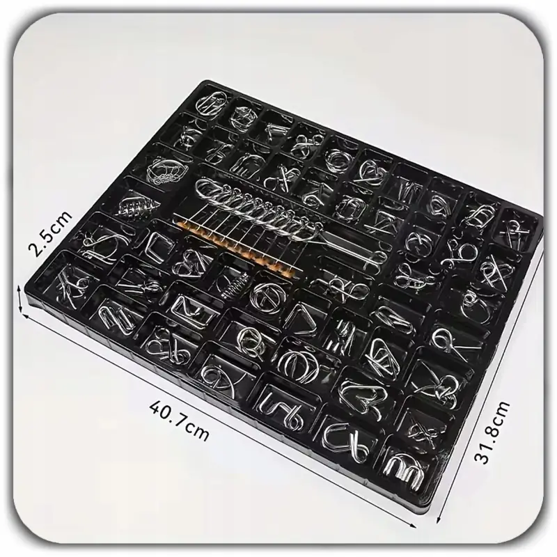 ŁAMIGŁÓWKA LOGICZNA GRA UKŁADANKA METALOWE PUZZLE 3D ZESTAW 50 SZT SMART