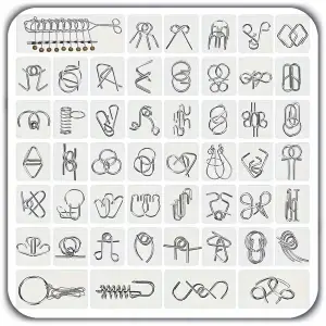 ŁAMIGŁÓWKA LOGICZNA GRA UKŁADANKA METALOWE PUZZLE 3D ZESTAW 50 SZT SMART