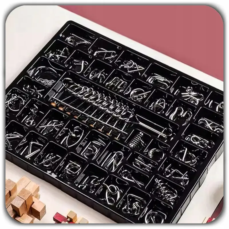 ŁAMIGŁÓWKA LOGICZNA GRA UKŁADANKA METALOWE PUZZLE 3D ZESTAW 50 SZT SMART