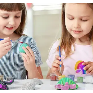 MUSZLE DO MALOWANIA MUSZELKI DUŻY ZESTAW XL FARBY MODELINA BROKAT DIY 31EL