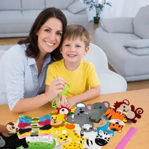 FILCOWY ZESTAW DO SZYCIA DLA DZIECI ZWIERZĘTA ZOO 14SZT DIY LEW ŻYRAFA SŁOŃ