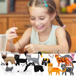 FILCOWY ZESTAW DO SZYCIA DLA DZIECI ZWIERZĘTA KOTY 12SZT DIY KOTEK KOTKI