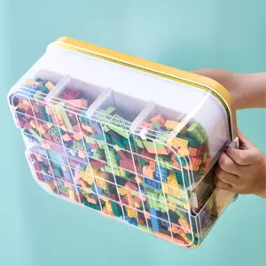 POJEMNIK NA KLOCKI LEGO 3-PIĘTROWY ORGANIZER Z PRZEGRÓDKAMI 22 L ŻÓŁTY