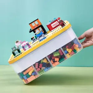 POJEMNIK NA KLOCKI LEGO 3-PIĘTROWY ORGANIZER Z PRZEGRÓDKAMI 22 L ŻÓŁTY