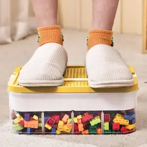 POJEMNIK NA KLOCKI LEGO 3-PIĘTROWY ORGANIZER Z PRZEGRÓDKAMI 22 L ŻÓŁTY
