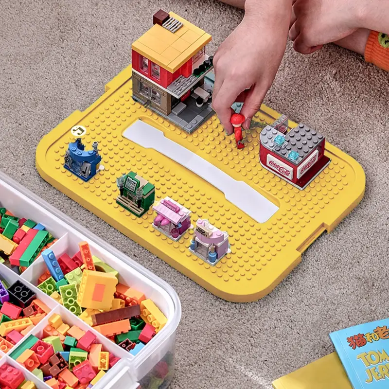 POJEMNIK NA KLOCKI LEGO 4-PIĘTROWY WARSTWOWY Z PRZEGRÓDKAMI 28 L ŻÓŁTY
