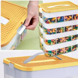 POJEMNIK NA KLOCKI LEGO 4-PIĘTROWY WARSTWOWY Z PRZEGRÓDKAMI 28 L ŻÓŁTY