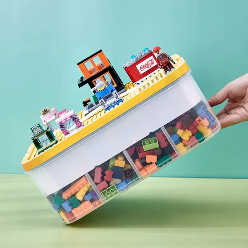 POJEMNIK NA KLOCKI LEGO 4-PIĘTROWY WARSTWOWY Z PRZEGRÓDKAMI 28 L ŻÓŁTY