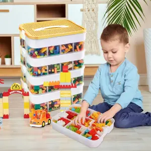 POJEMNIK NA KLOCKI LEGO 4-PIĘTROWY WARSTWOWY Z PRZEGRÓDKAMI 28 L ŻÓŁTY