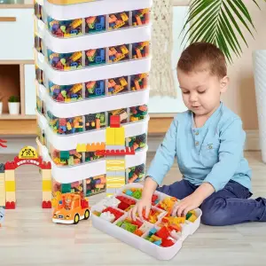 POJEMNIK NA KLOCKI LEGO 6-PIĘTROWY ORGANIZER Z PRZEGRÓDKAMI 43 L ŻÓŁTY