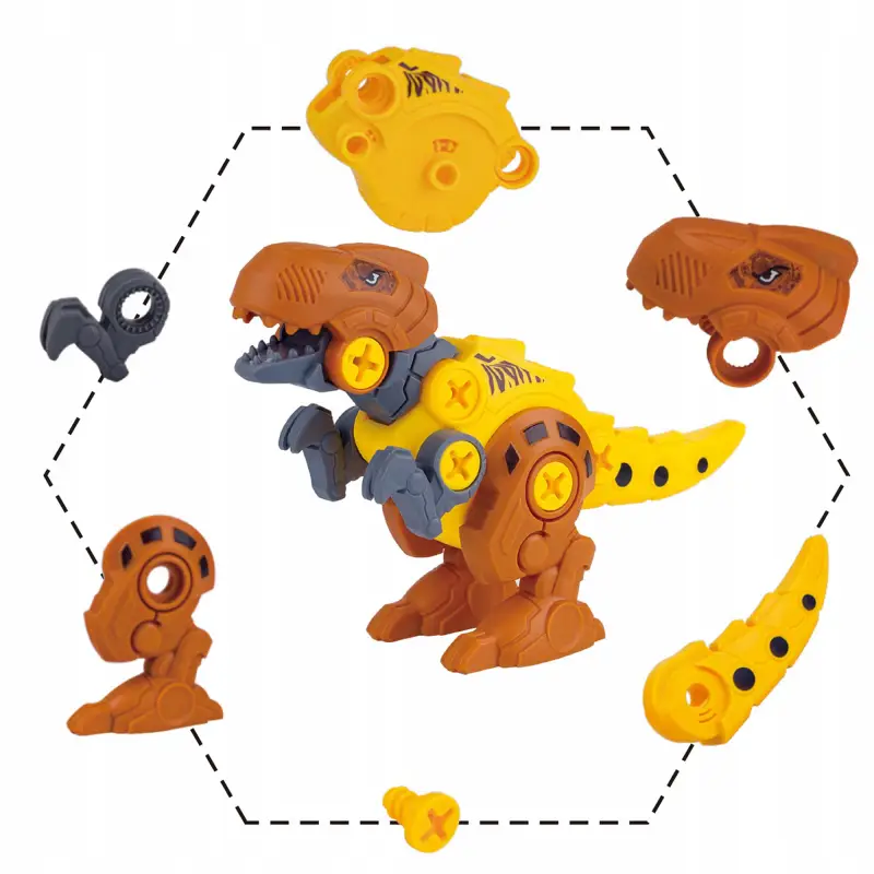 DINOZAURY 3D DO SKRĘCANIA KLOCKI KONSTRUKCYJNE Z WKRĘTARKĄ ŚRUBOKRĘTEM 4W1