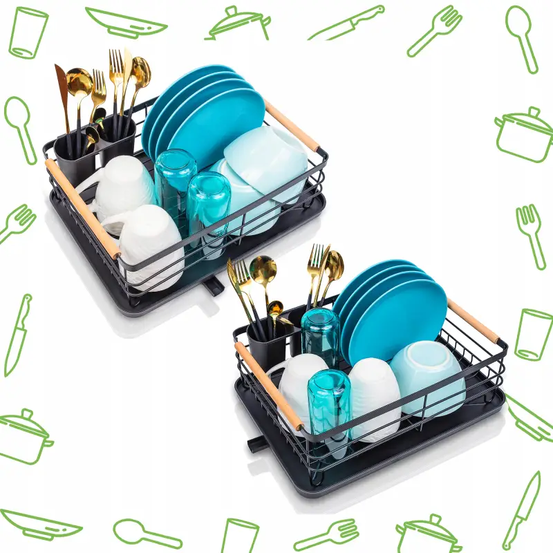 METALOWA SUSZARKA DO NACZYŃ TACKA + OCIEKACZ NA SZTUĆCE + ODPŁYW 41x29x14,5