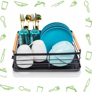 METALOWA SUSZARKA DO NACZYŃ TACKA + OCIEKACZ NA SZTUĆCE + ODPŁYW 41x29x14,5