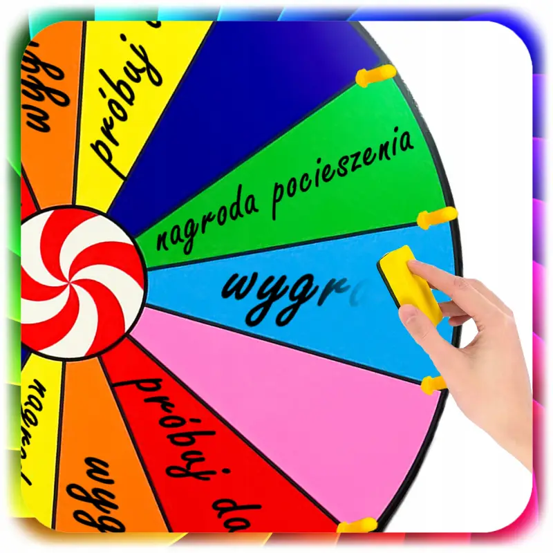 KOŁO FORTUNY SUCHOŚCIERALNE GRA DLA DZIECI LOTERIA IMPREZY 50CM + AKCESORIA