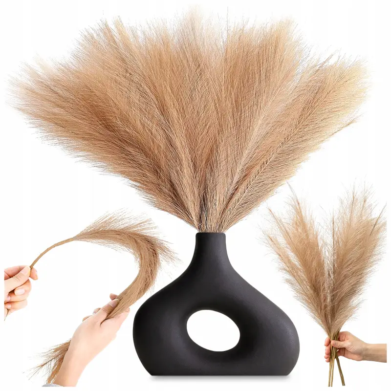 ZESTAW 20SZT SZTUCZNA TRAWA PAMPASOWA DEKORACYJNA GAŁĄZKI TRZCINA BRĄZ 55CM