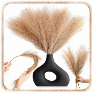 ZESTAW 20SZT SZTUCZNA TRAWA PAMPASOWA DEKORACYJNA GAŁĄZKI TRZCINA BRĄZ 55CM