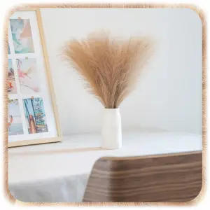 ZESTAW 20SZT SZTUCZNA TRAWA PAMPASOWA DEKORACYJNA GAŁĄZKI TRZCINA BRĄZ 55CM