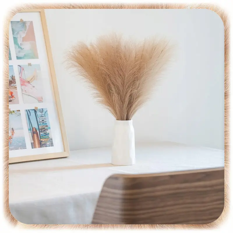 ZESTAW 20SZT SZTUCZNA TRAWA PAMPASOWA DEKORACYJNA GAŁĄZKI TRZCINA BRĄZ 55CM