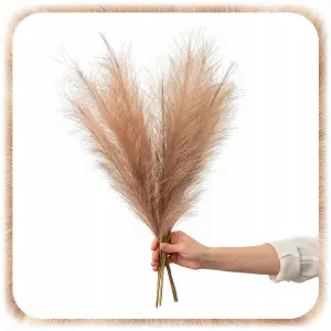 ZESTAW 20SZT SZTUCZNA TRAWA PAMPASOWA DEKORACYJNA GAŁĄZKI TRZCINA BRĄZ 55CM