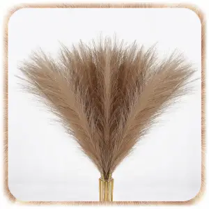 ZESTAW 20SZT SZTUCZNA TRAWA PAMPASOWA DEKORACYJNA GAŁĄZKI TRZCINA BRĄZ 55CM