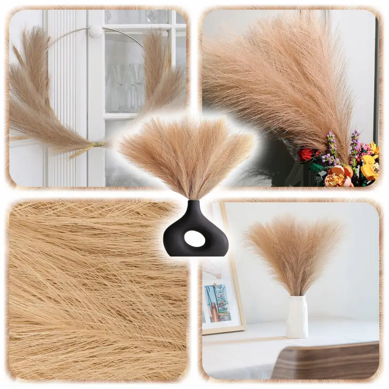 ZESTAW 20SZT SZTUCZNA TRAWA PAMPASOWA DEKORACYJNA GAŁĄZKI TRZCINA BRĄZ 55CM