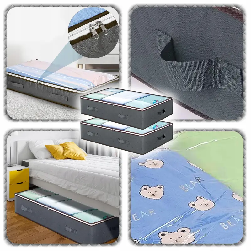 ORGANIZER NA POŚCIEL UBRANIA KOŁDRĘ DUŻY POKROWIEC POJEMNIK POD ŁÓŻKO 2 SZT