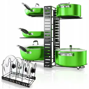 ORGANIZER KUCHENNY STOJAK NA PATELNIE GARNKI POKRYWKI METALOWY 5 PÓŁEK