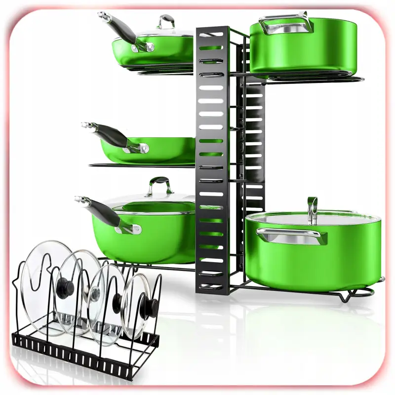 ORGANIZER KUCHENNY STOJAK NA PATELNIE GARNKI POKRYWKI METALOWY 5 PÓŁEK