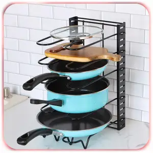 ORGANIZER KUCHENNY STOJAK NA PATELNIE GARNKI POKRYWKI METALOWY 5 PÓŁEK