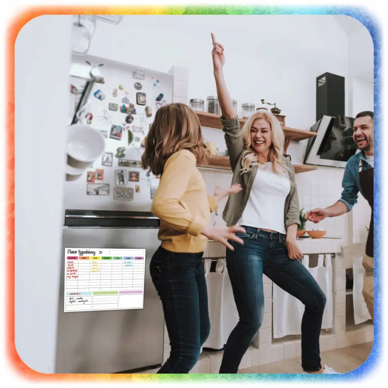 3x MAGNETYCZNY PLANER NA LODÓWKĘ KALENDARZ DZIENNY TYGODNIOWY + 8 MARKERÓW