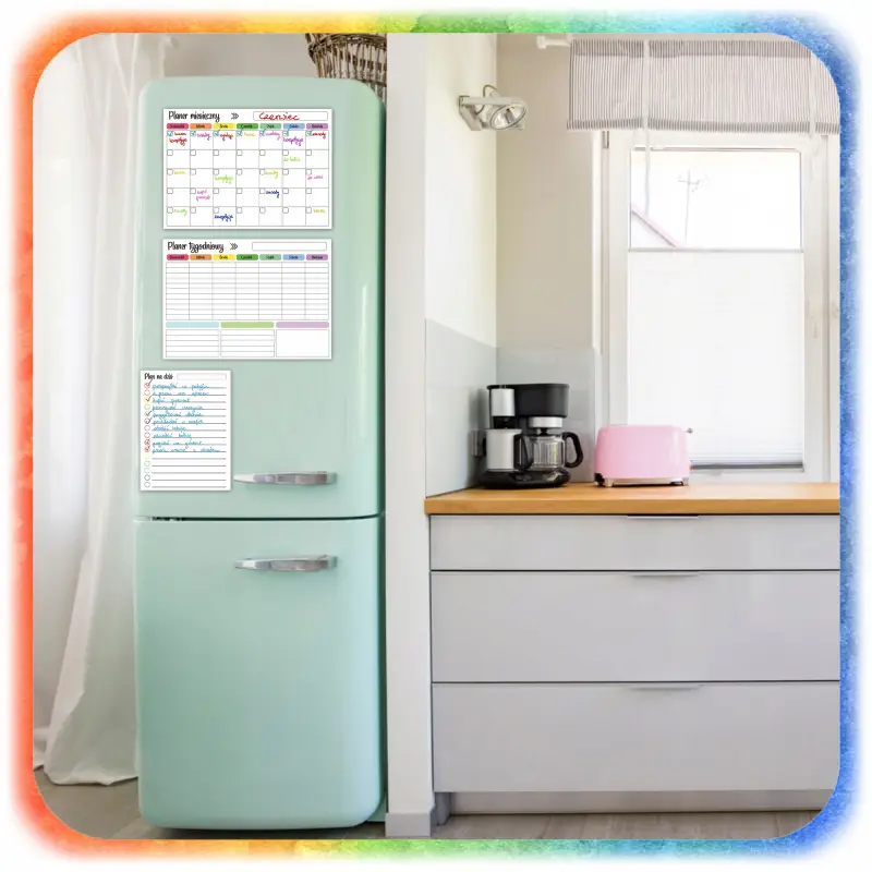 3x MAGNETYCZNY PLANER NA LODÓWKĘ KALENDARZ DZIENNY TYGODNIOWY + 8 MARKERÓW