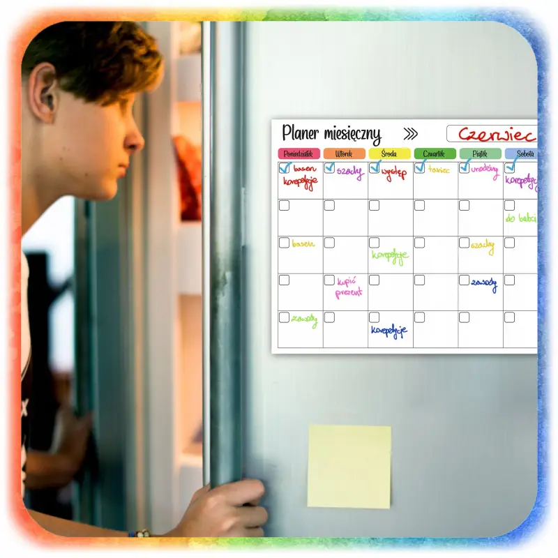 3x MAGNETYCZNY PLANER NA LODÓWKĘ KALENDARZ DZIENNY TYGODNIOWY + 8 MARKERÓW