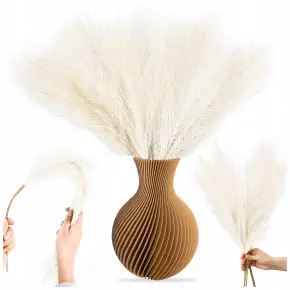 SZTUCZNA TRAWA PAMPASOWA DEKORACYJNA GAŁĄZKI TRZCINA BEŻOWA 55CM ZESTAW 10x