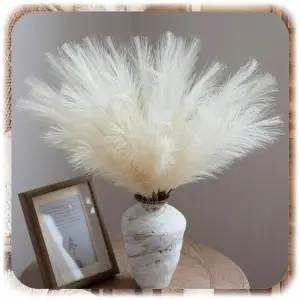 SZTUCZNA TRAWA PAMPASOWA DEKORACYJNA GAŁĄZKI TRZCINA BEŻOWA 55CM ZESTAW 10x