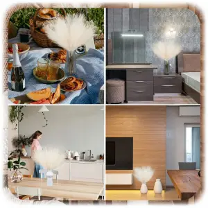 SZTUCZNA TRAWA PAMPASOWA DEKORACYJNA GAŁĄZKI TRZCINA BEŻOWA 55CM ZESTAW 10x