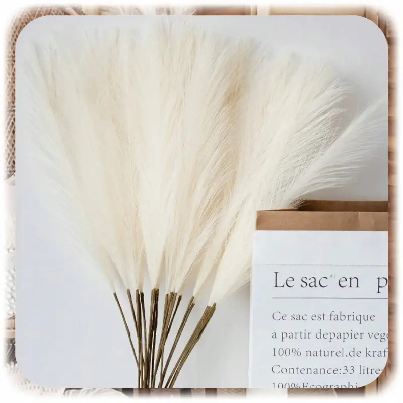 SZTUCZNA TRAWA PAMPASOWA DEKORACYJNA GAŁĄZKI TRZCINA BEŻOWA 55CM ZESTAW 10x