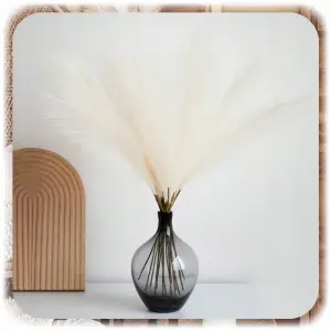 SZTUCZNA TRAWA PAMPASOWA DEKORACYJNA GAŁĄZKI TRZCINA BEŻOWA 55CM ZESTAW 10x