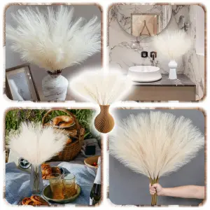 SZTUCZNA TRAWA PAMPASOWA DEKORACYJNA GAŁĄZKI TRZCINA BEŻOWA 55CM ZESTAW 10x