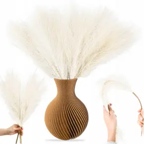 SZTUCZNA TRAWA PAMPASOWA DEKORACYJNA GAŁĄZKI TRZCINA BEŻOWA 55CM ZESTAW 20x