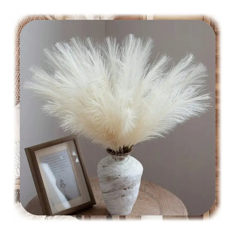 SZTUCZNA TRAWA PAMPASOWA DEKORACYJNA GAŁĄZKI TRZCINA BEŻOWA 55CM ZESTAW 20x